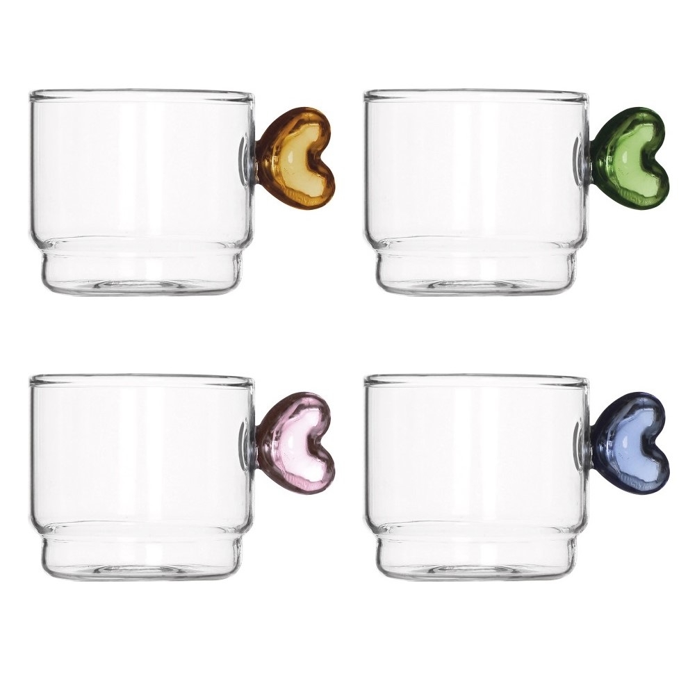 Brandani set 4 tazzine cuore vetro impilabili cod.51013